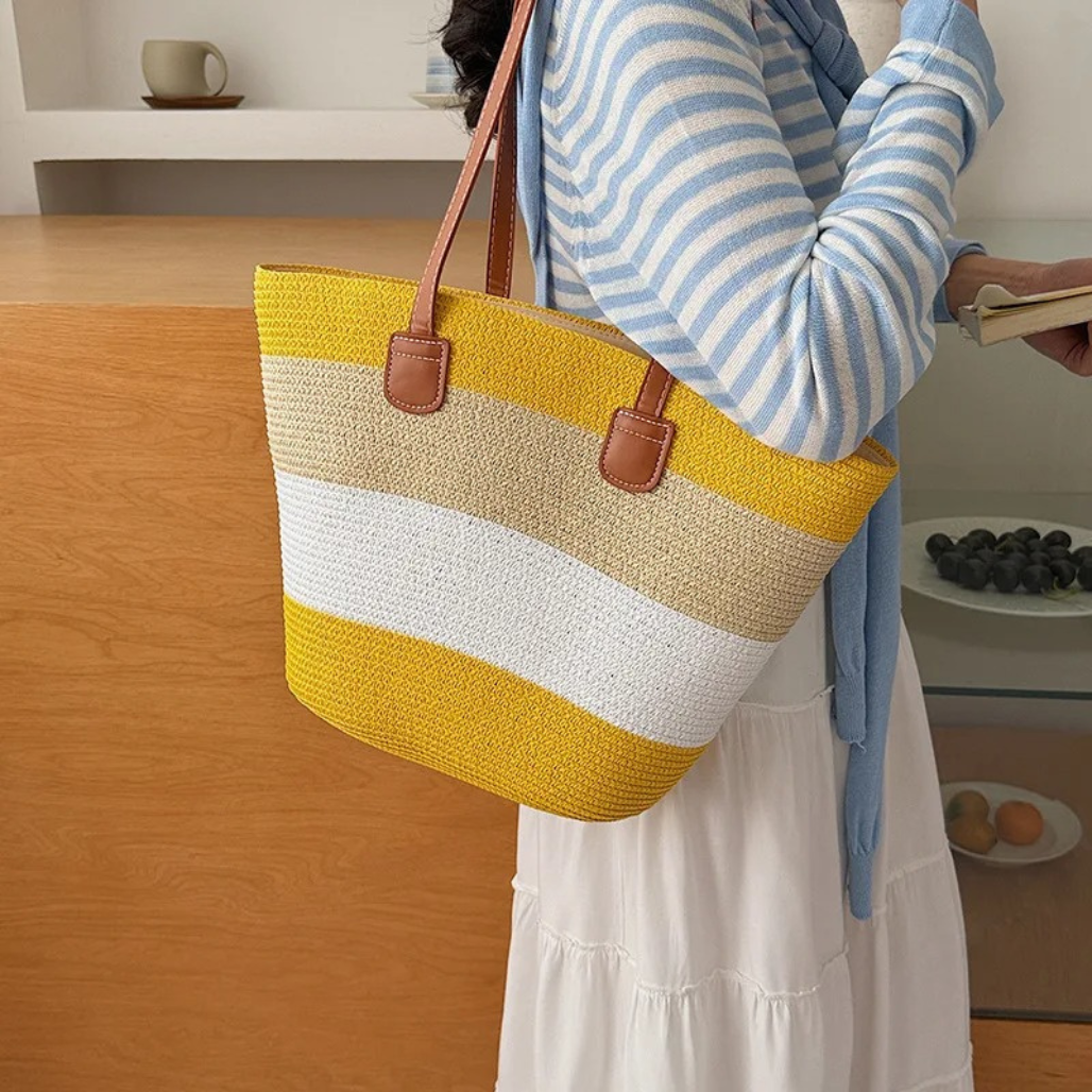 CORA | LA BORSA SHOPPER INTRECCIATA E COLORATA IN PAGLIA