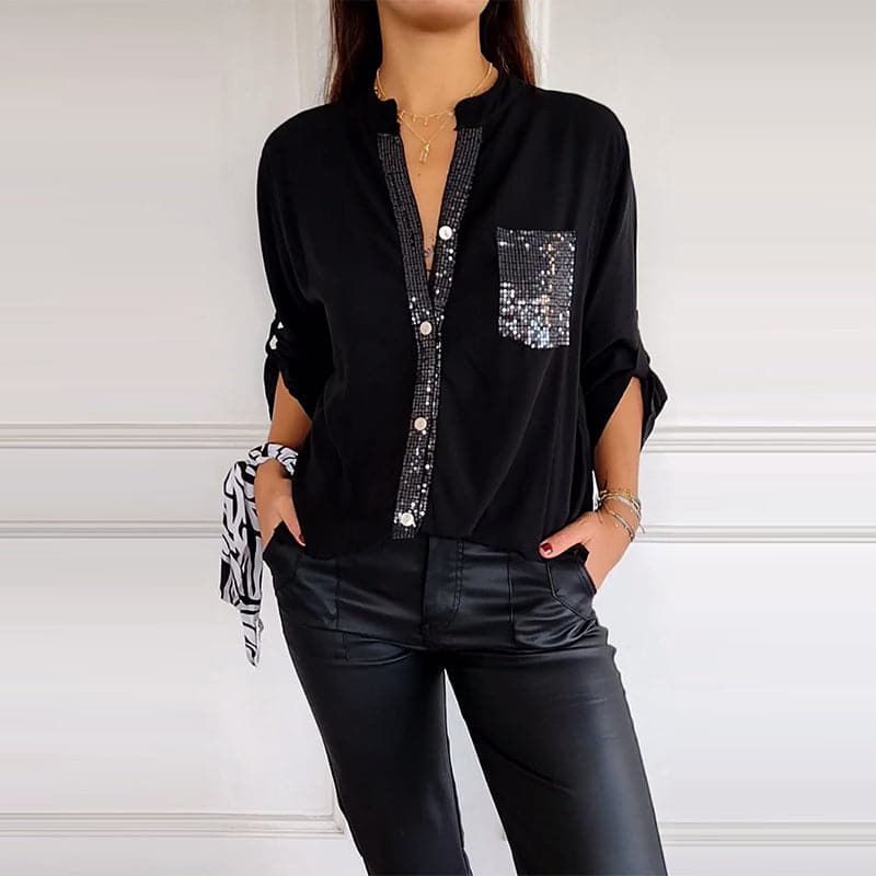 VERITY | CAMICIA BUTTON-DOWN CON PROFILO DI PAILLETTES