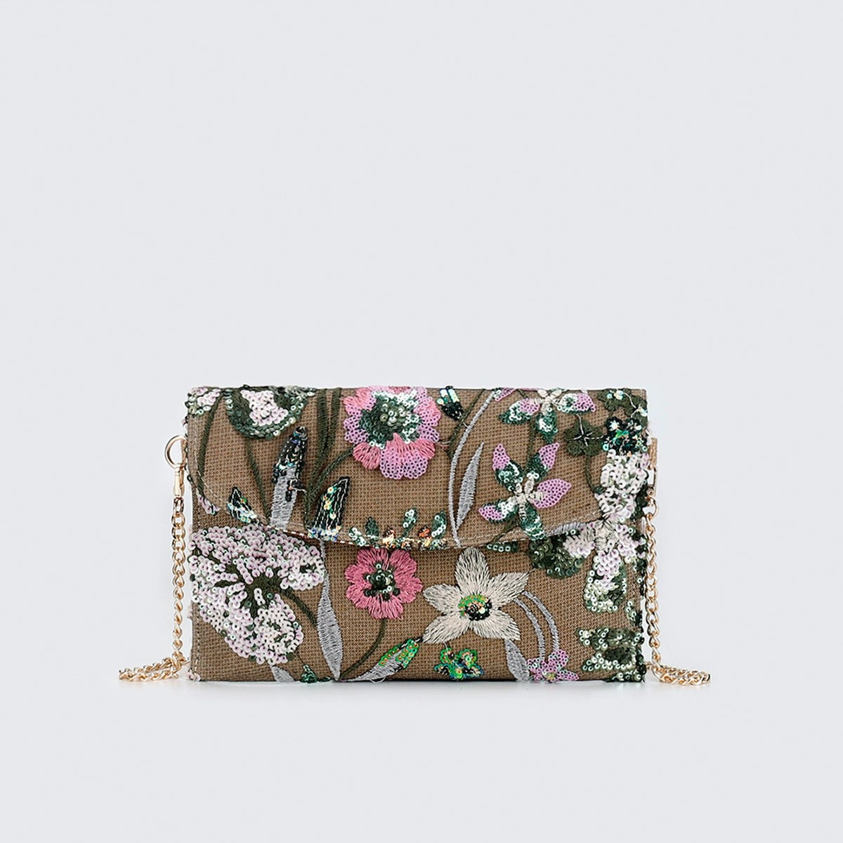MEADOWBLOOM | BORSA A TRACOLLA A POCHETTE CON PAILLETTES BOTANICHE
