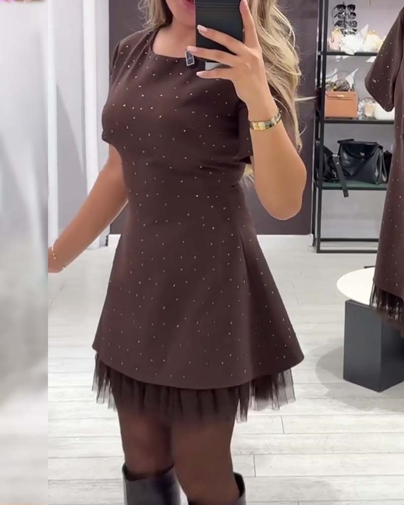 CHRISTEL | MINI ABITO CON ORLO IN TULLE SCINTILLANTE