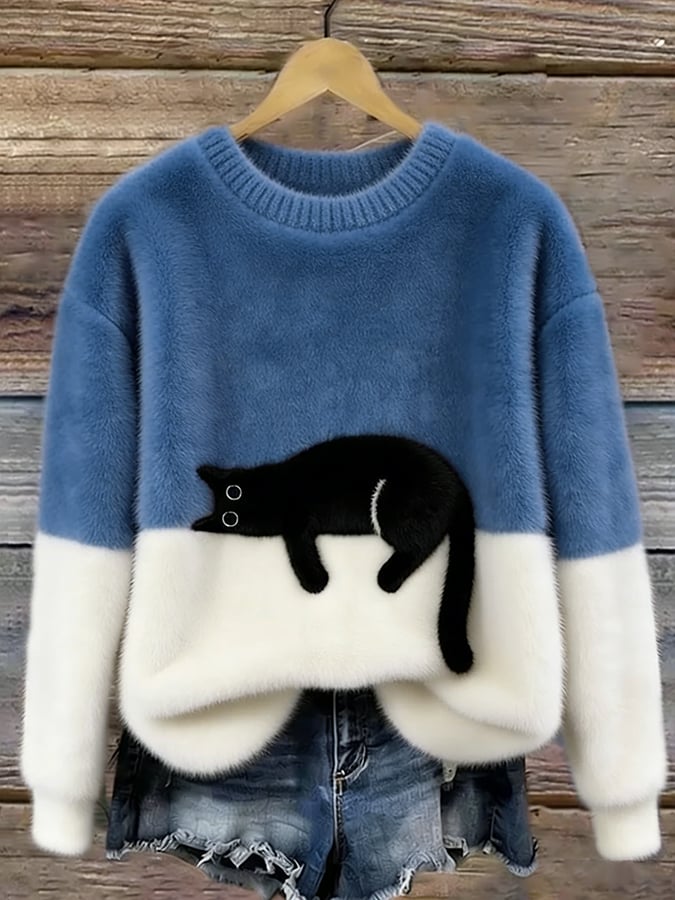 KIRSTEN | MAGLIONE ELEGANTE CON STAMPA GATTO
