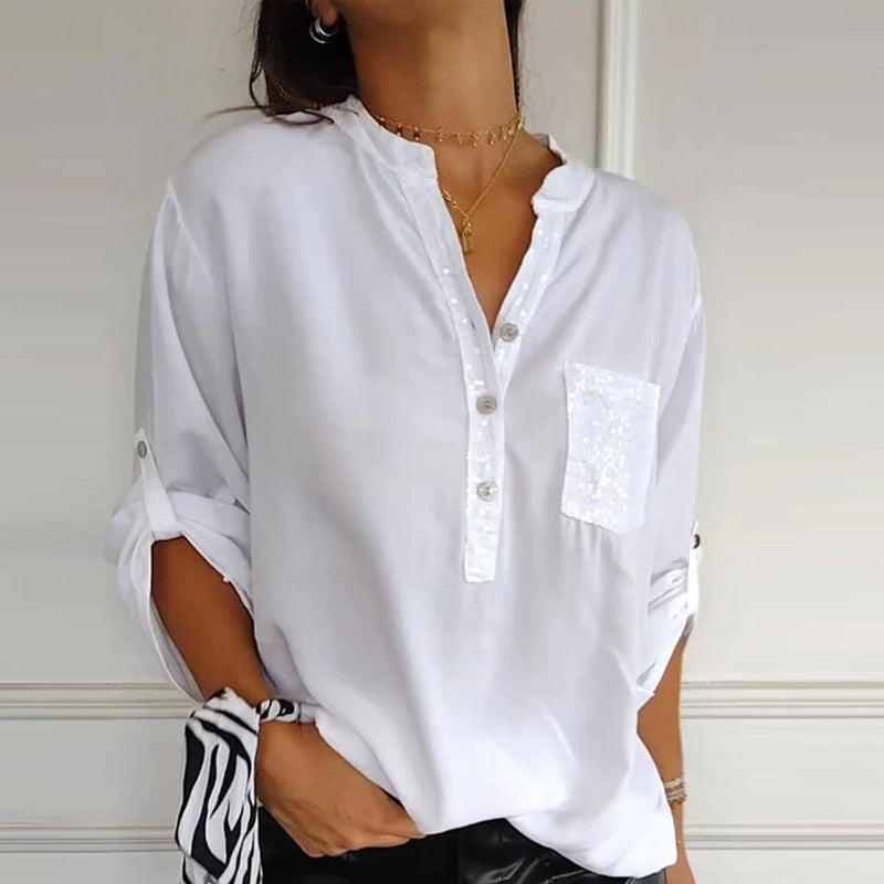 VERITY | CAMICIA BUTTON-DOWN CON PROFILO DI PAILLETTES