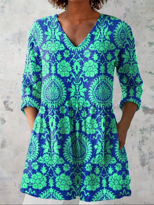 INES | CAMICIA LUNGA CON SCOLLO A V