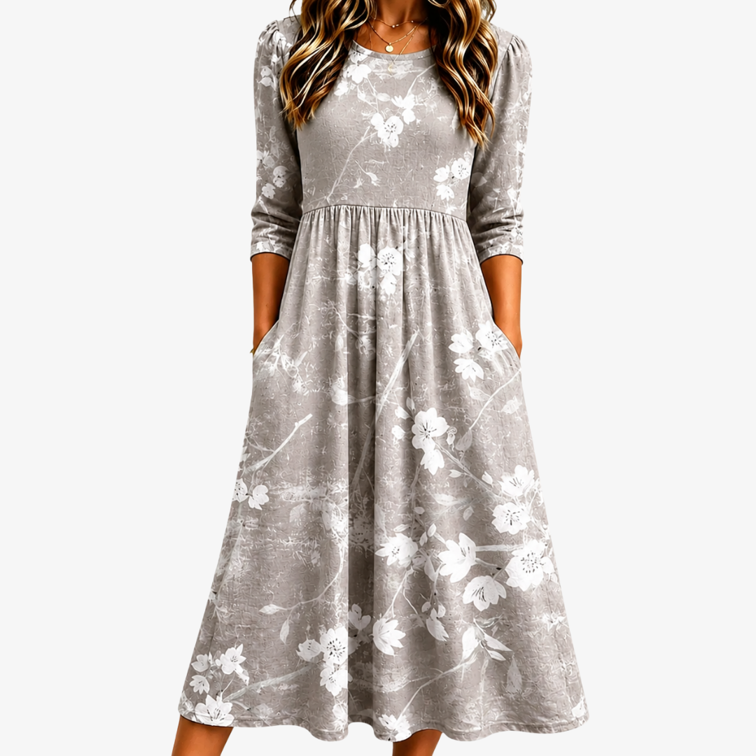 VIOLET | ABITO MIDI A PORTAFOGLIO SILVER BLOSSOM GRACE