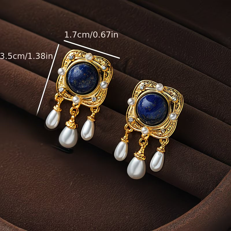 SAPPHIRA | ORECCHINI A CANDELABRO CON PERLA BLU REALE