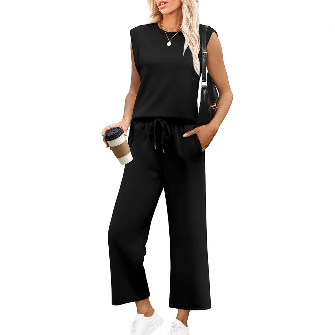 ROSEMARY | COMPLETO TOP SMANICATO E PANTALONE A GAMBA LARGA