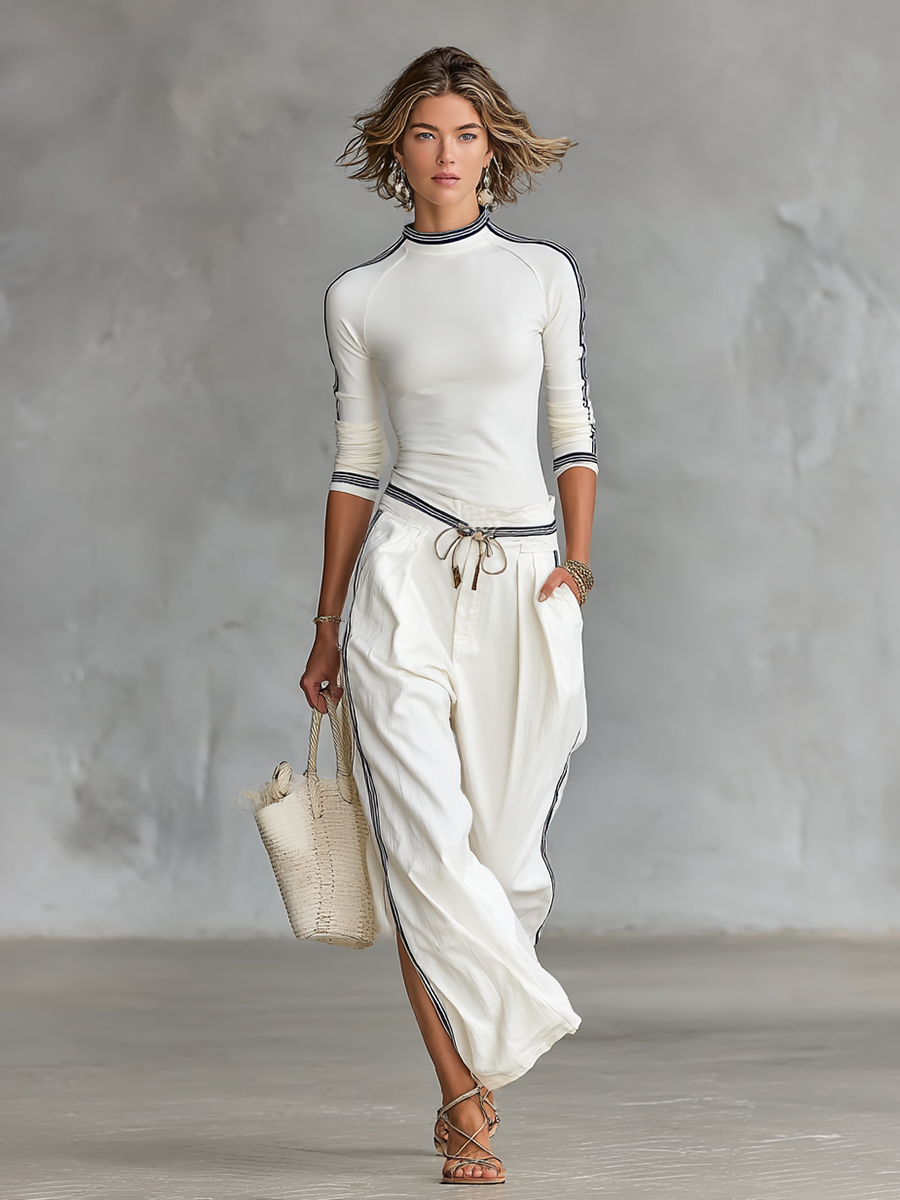 DAISY | MAGLIA A MANICHE LUNGHE SPORTIVA A COLLO ALTO CON COULISSE