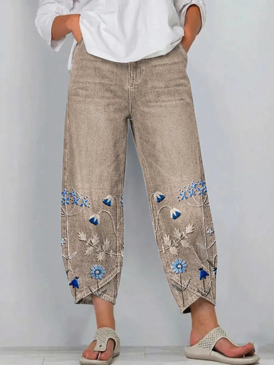 ROWENA | PANTALONI CASUAL CON STAMPA FLOREALE BOHO