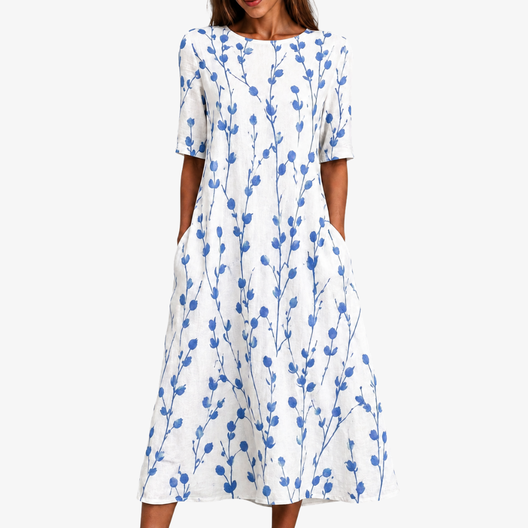 MATILDA | ABITO MIDI A POCKET BLUE MEADOW BREEZE