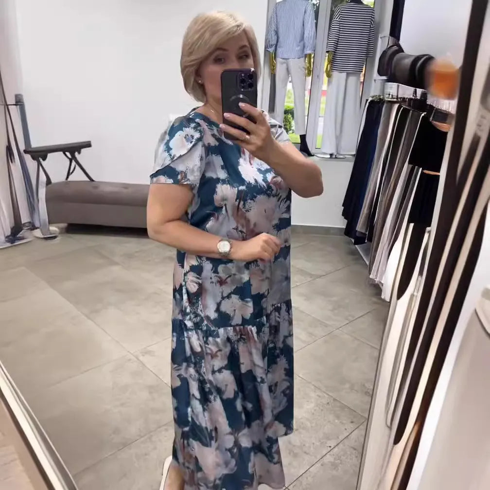 EVANGELINE | ABITO MAXI A BALZE FLOREALE