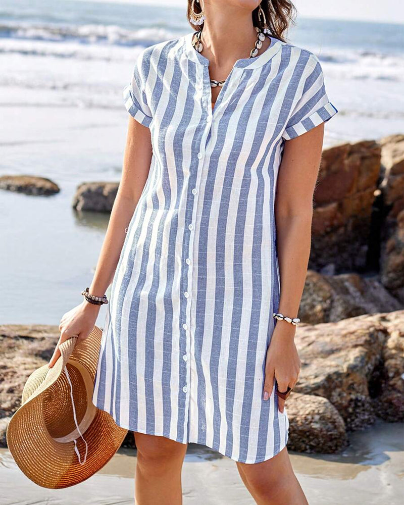 MARTINE | ELEGANT ABITO A CAMICIA A RIGHE