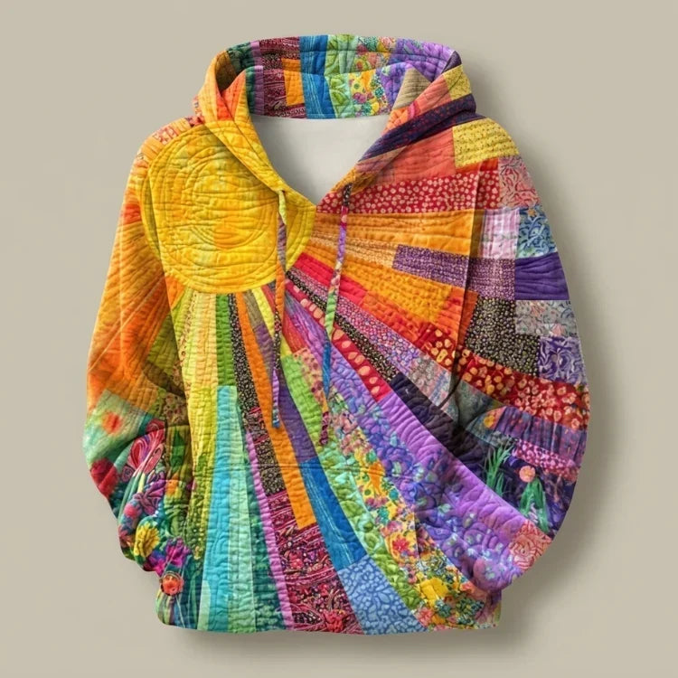 DAWNELLA | FELPA CON CAPPUCCIO PATCHWORK MULTICOLORE BOHEMIAN