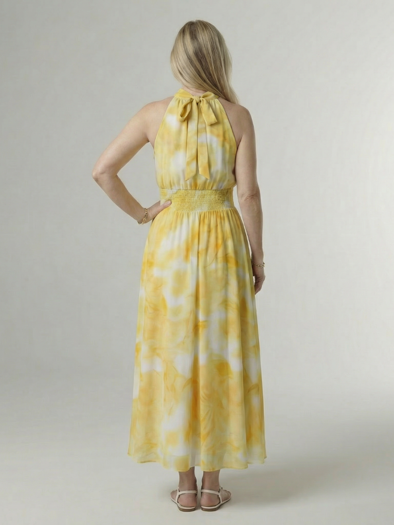 SYLIN | ABITO MIDI CON SCOLLO ALL'AMERICANA E ARRICCIATURA
