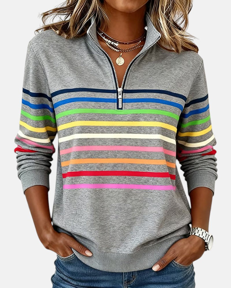 SERENELLE | FELPA CON ZIP A RIGHE ARCOBALENO