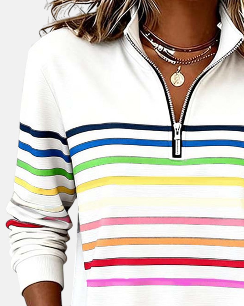 SERENELLE | FELPA CON ZIP A RIGHE ARCOBALENO