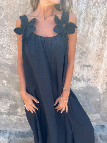 SYBIL | ABITO MAXI SCOLLO A U CON SPALLINE A FIOCCO