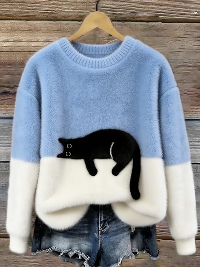 KIRSTEN | MAGLIONE ELEGANTE CON STAMPA GATTO