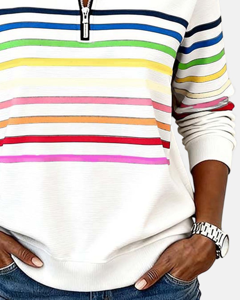SERENELLE | FELPA CON ZIP A RIGHE ARCOBALENO