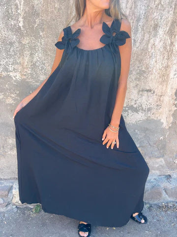 SYBIL | ABITO MAXI SCOLLO A U CON SPALLINE A FIOCCO