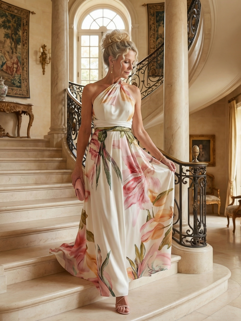 AMIEL | ABITO MAXI FLOREALE LEGGERO