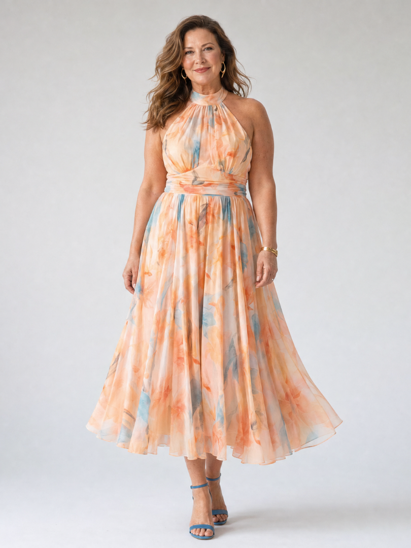 ELIN | ABITO MIDI CON SCOLLO ALL'AMERICANA MORBIDO