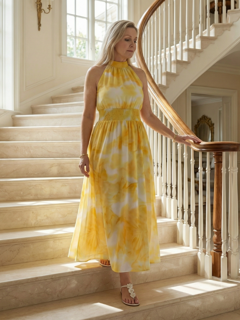 SYLIN | ABITO MIDI CON SCOLLO ALL'AMERICANA E ARRICCIATURA