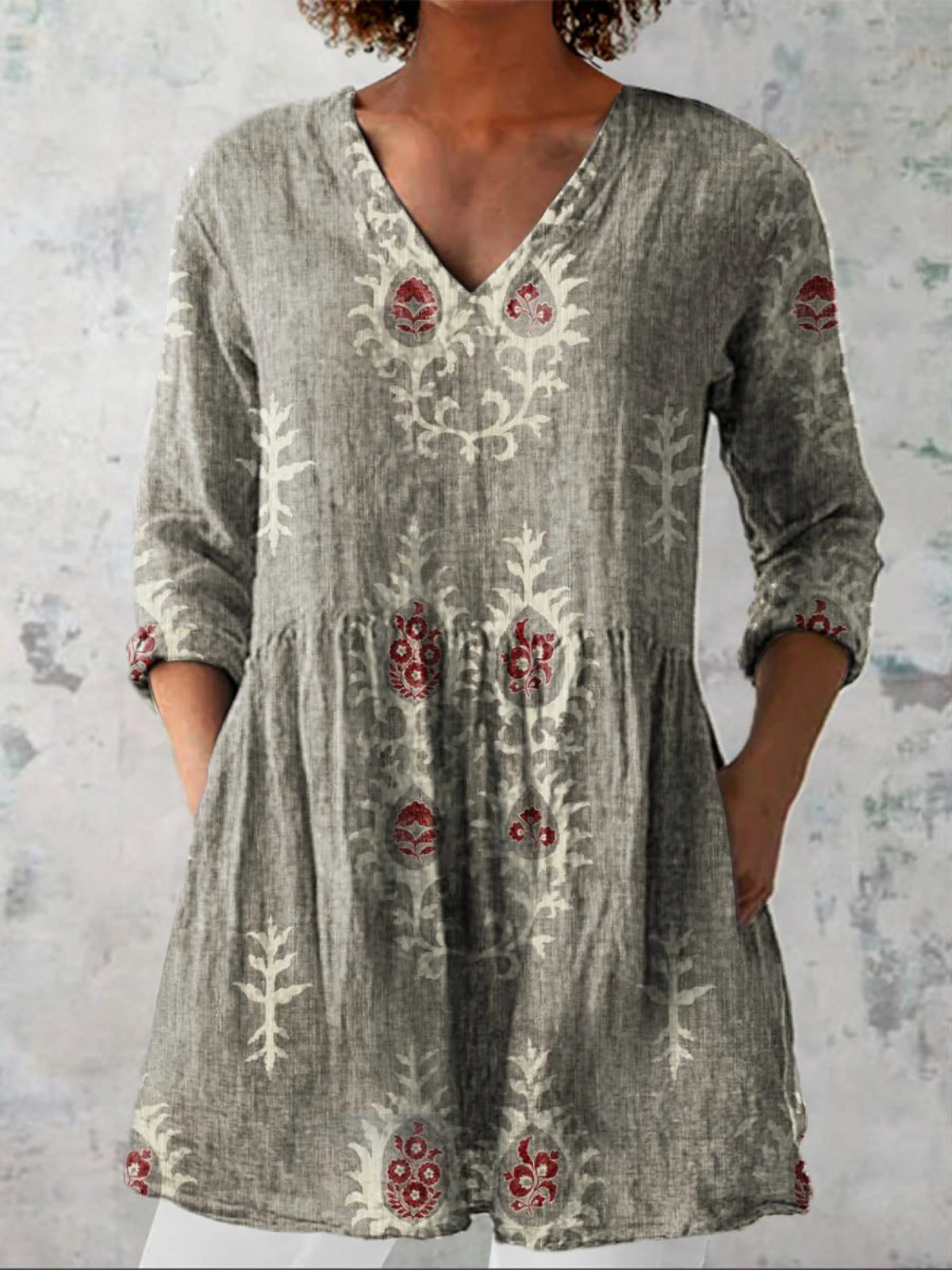 ELISE | CAMICIA LUNGA CON SCOLLO A V