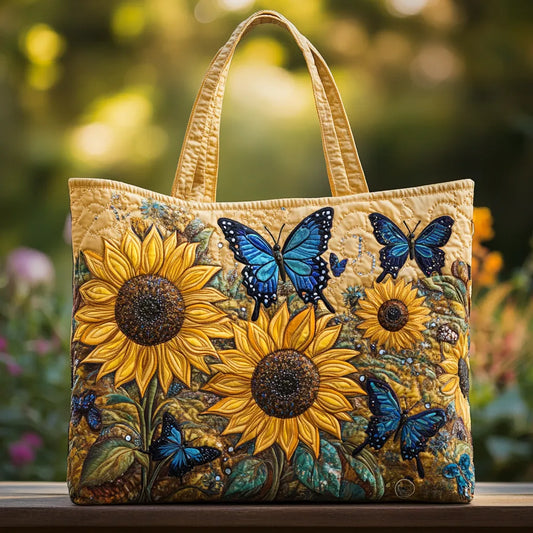 ISLA | BORSA ARTIGIANALE CON GIRASOLI E FARFALLE BLU
