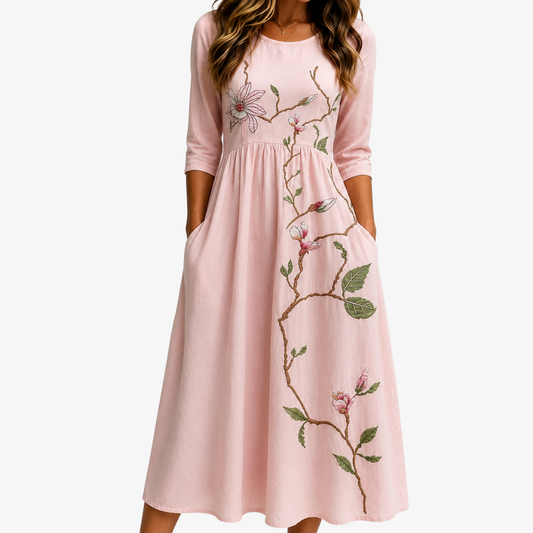 AMARA | ABITO MIDI BLUSH MAGNOLIA GARDEN