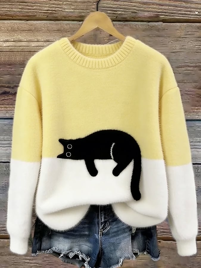 KIRSTEN | MAGLIONE ELEGANTE CON STAMPA GATTO