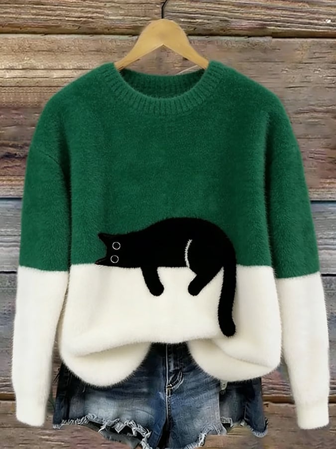 KIRSTEN | MAGLIONE ELEGANTE CON STAMPA GATTO