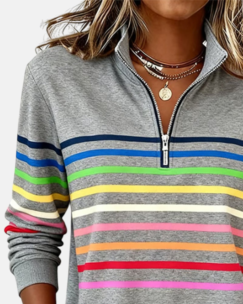 SERENELLE | FELPA CON ZIP A RIGHE ARCOBALENO