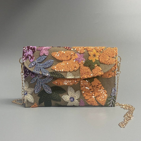 AUTUMNBLOOM | POCHETTE A TRACOLLA CON PAILLETTES FLOREALI