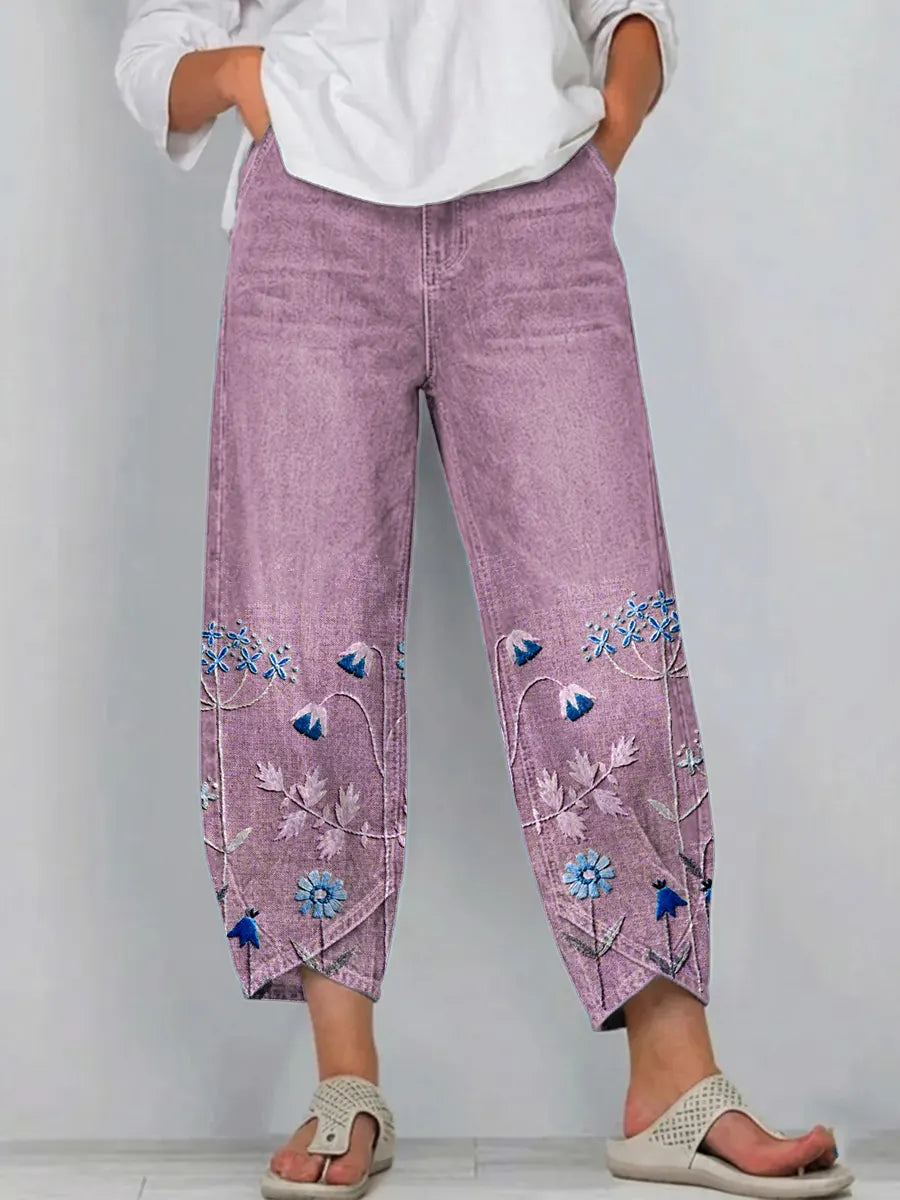 ROWENA | PANTALONI CASUAL CON STAMPA FLOREALE BOHO
