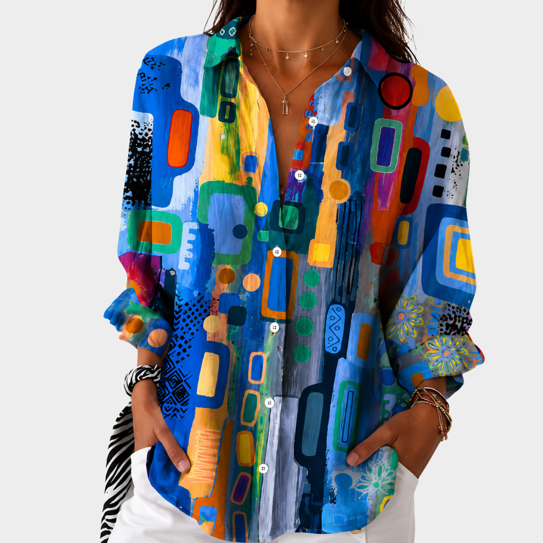 BRIELLE | CAMICIA STATEMENT A MOSAICO VIBRANTE