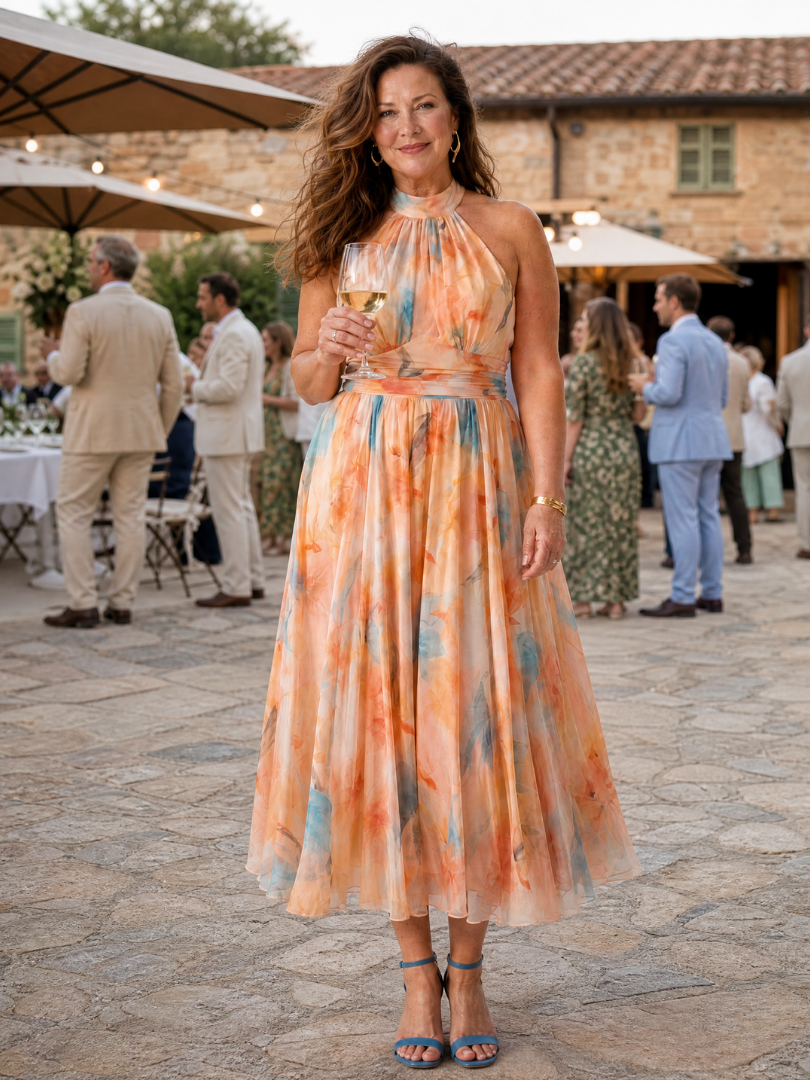 ELIN | ABITO MIDI CON SCOLLO ALL'AMERICANA MORBIDO