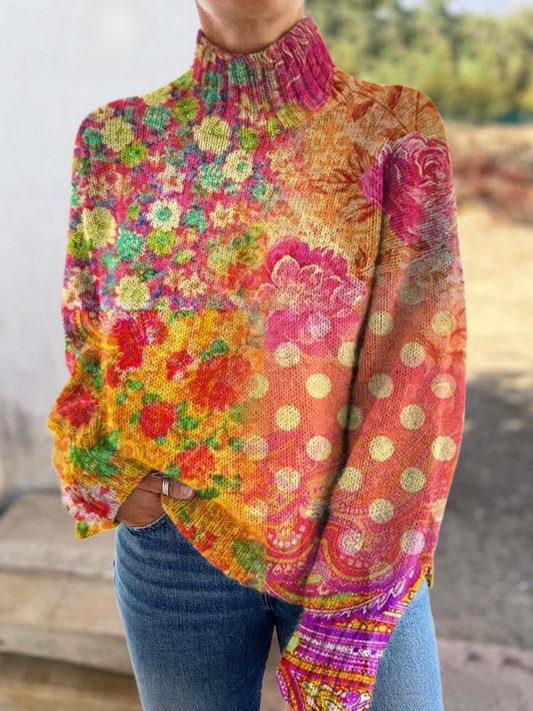 AMELIA | MAGLIONE A MAGLIA CON POIS FLOREALI