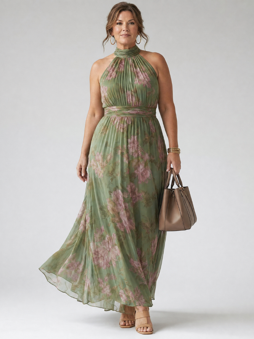 MIRELLE | ABITO MIDI CON SCOLLO ALL'AMERICANA E ARRICCIATURA