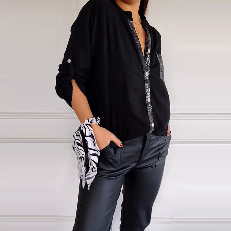 VERITY | CAMICIA BUTTON-DOWN CON PROFILO DI PAILLETTES