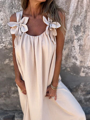 SYBIL | ABITO MAXI SCOLLO A U CON SPALLINE A FIOCCO