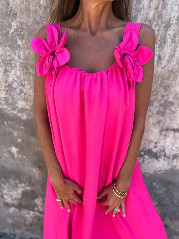 SYBIL | ABITO MAXI SCOLLO A U CON SPALLINE A FIOCCO