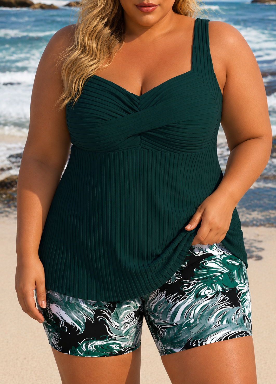 EDITH | COMPLETO TANKINI E SHORTS ELEGANTE TAGLIE FORTI