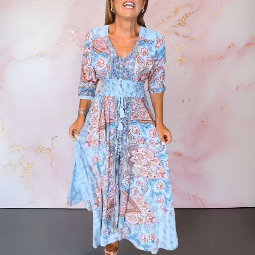 MARGA | ABITO ESTIVO ELEGANTE CON SCOLLO A V