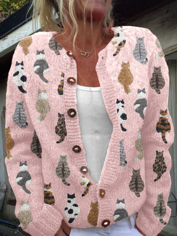 CLEMENTINE | CARDIGAN CON STAMPA GATTO COZY