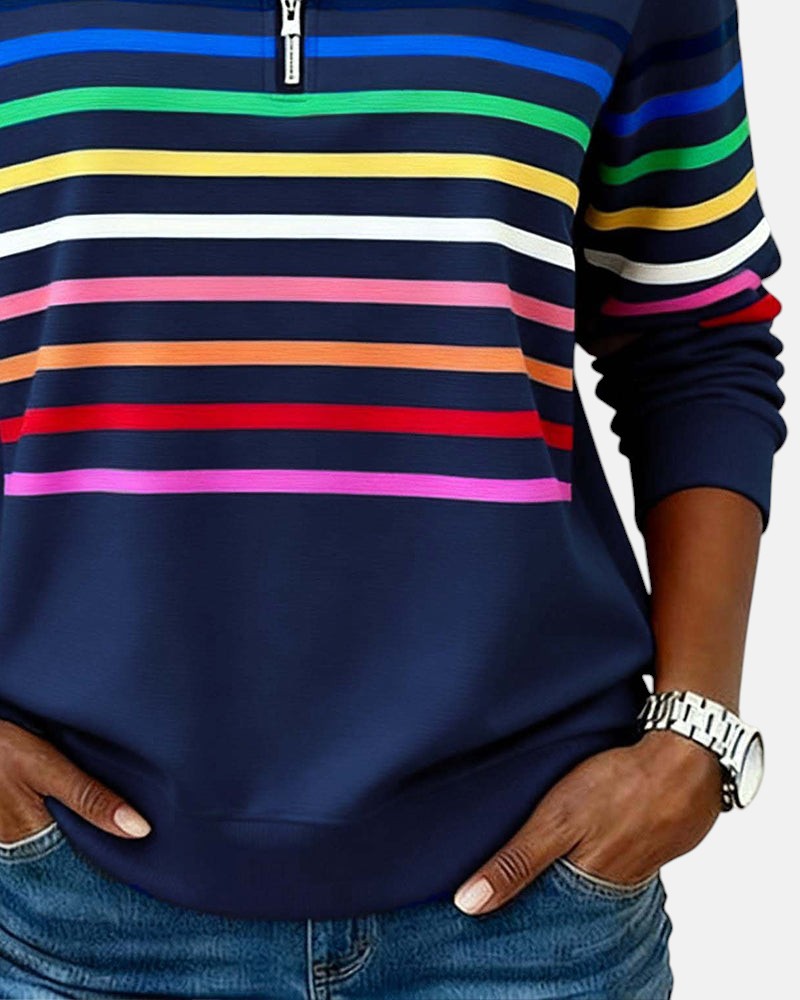 SERENELLE | FELPA CON ZIP A RIGHE ARCOBALENO