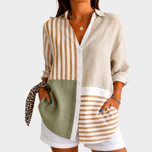 SKYLAR | CAMICETTA PATCHWORK COASTAL HARMONY