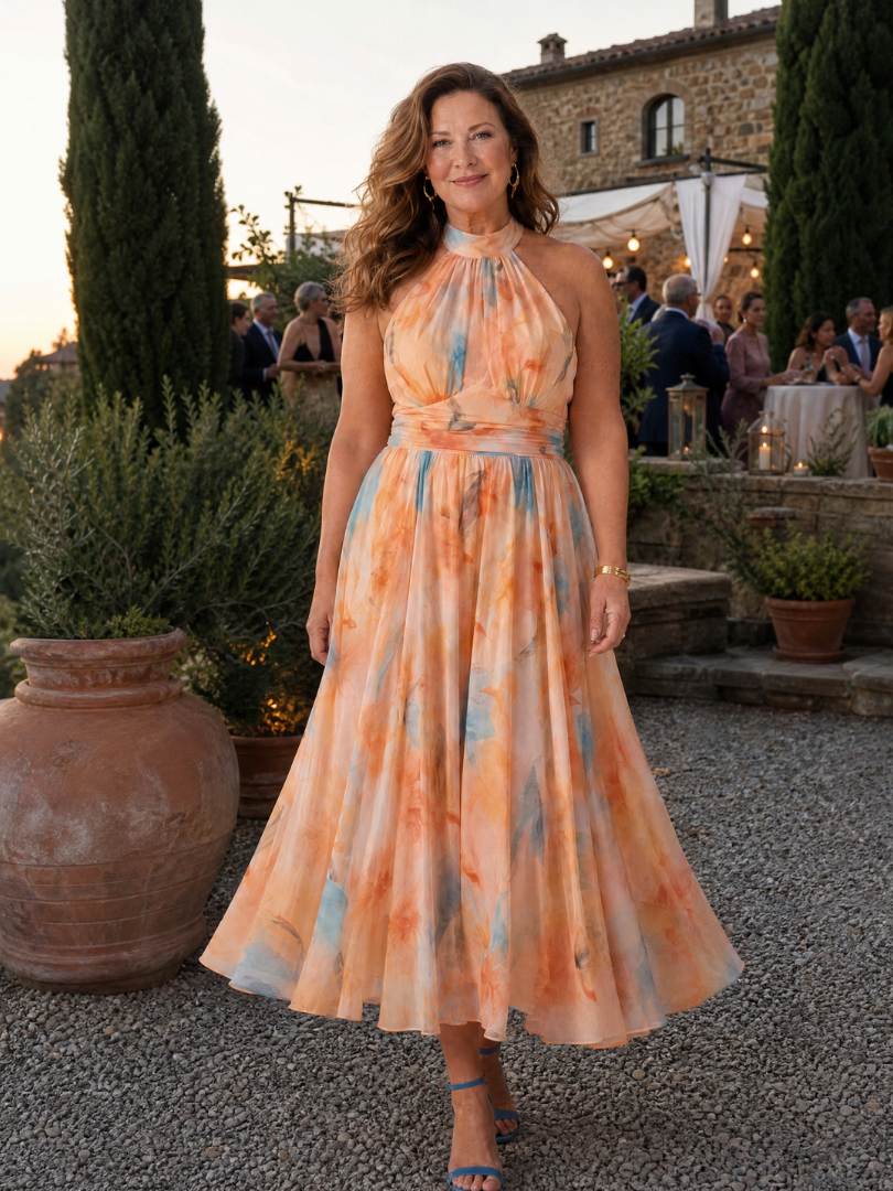ELIN | ABITO MIDI CON SCOLLO ALL'AMERICANA MORBIDO