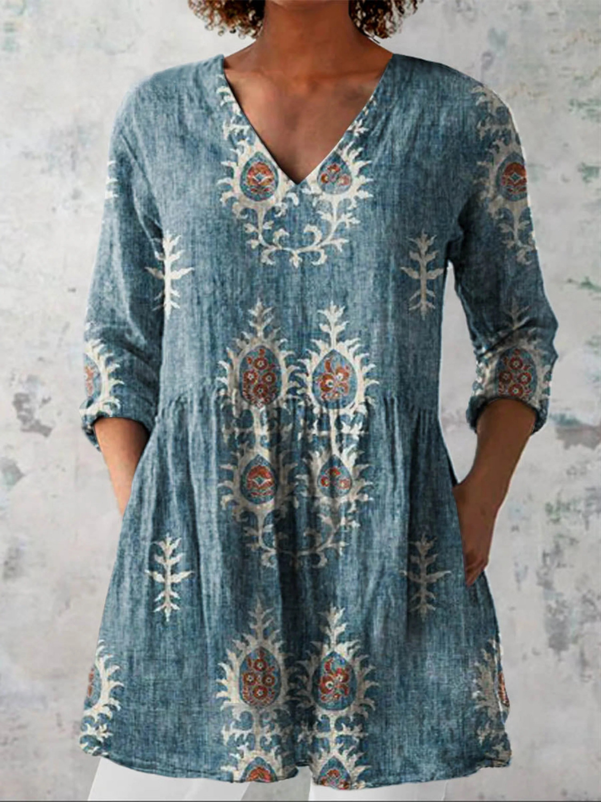 ELISE | CAMICIA LUNGA CON SCOLLO A V