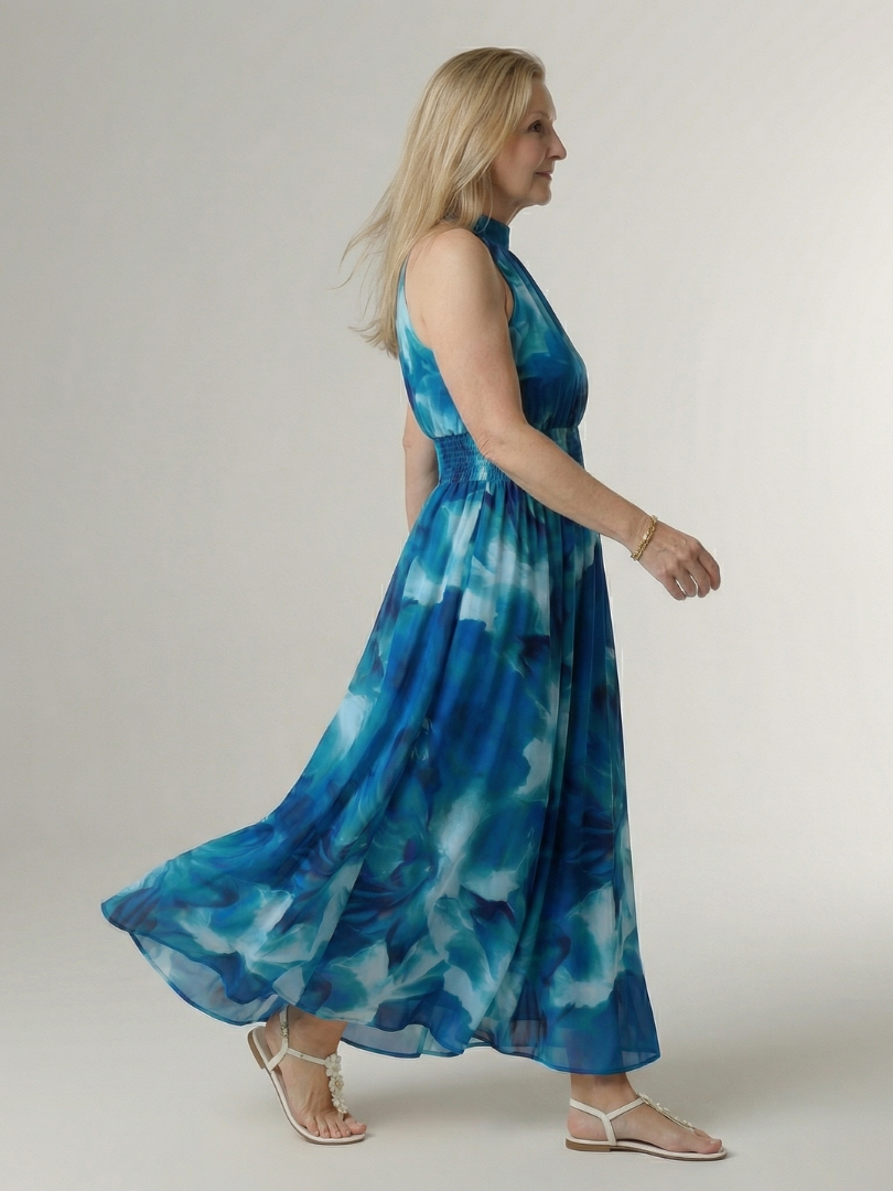 SYLIN | ABITO MIDI CON SCOLLO ALL'AMERICANA E ARRICCIATURA