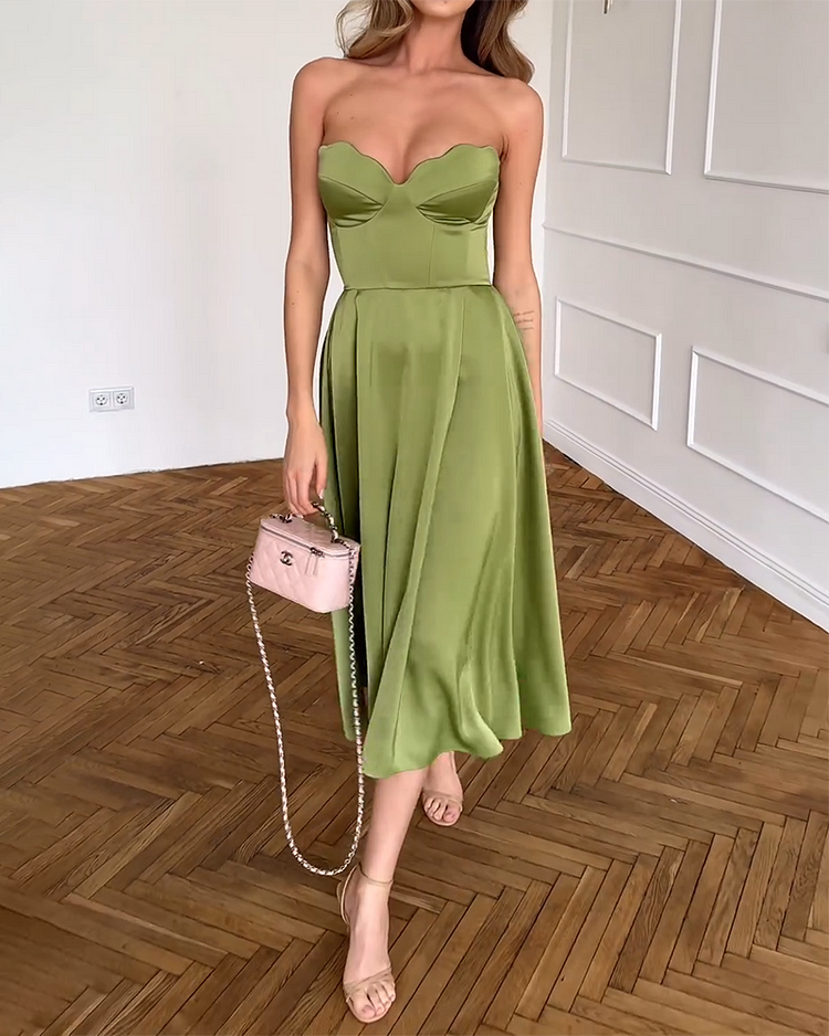 CAROLINE | ABITO MIDI ELEGANTE SENZA SPALLINE